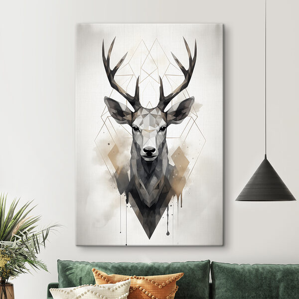 Low poly cerb cu coarne Tablouri Low poly cerb cu coarne