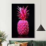 Tablouri Ananas roz vibrant pe negru