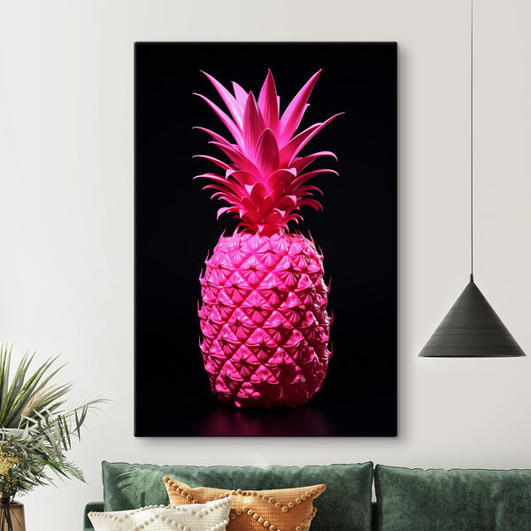 Ananas roz vibrant pe negru Tablouri Ananas roz vibrant pe negru