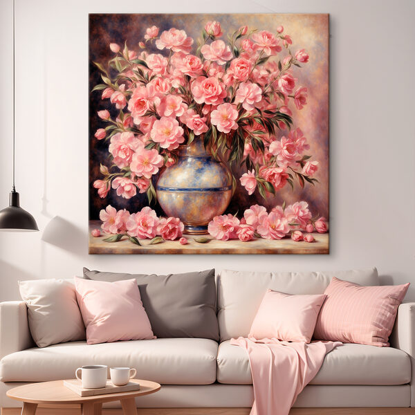 Tablouri Tablouri Flori roz într-o vază de ceramică (SKU: s37438)
