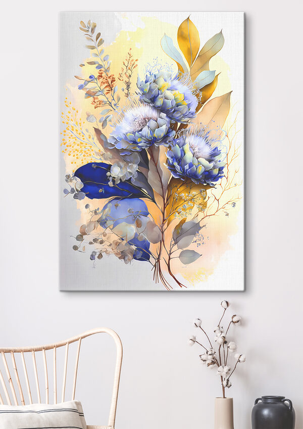 Artă florală abstractă cu nuanțe de albastru Tablouri Artă florală abstractă cu nuanțe de albastru