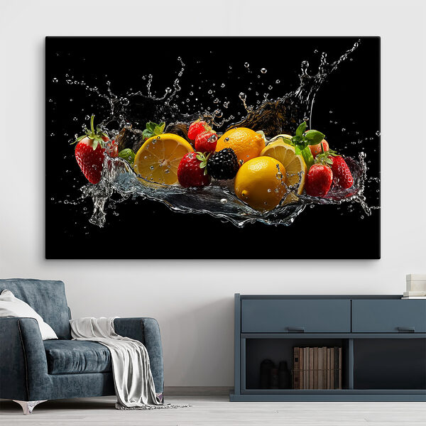 Splashing fructe în mișcare vibrantă Tablouri Splashing fructe în mișcare vibrantă