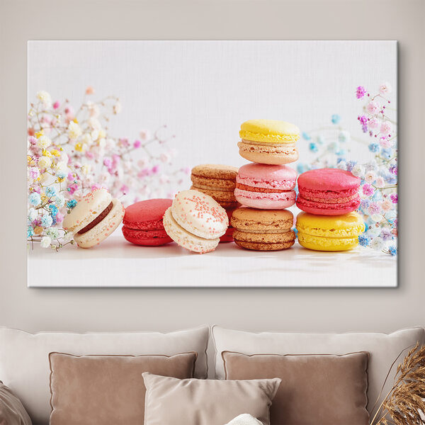 Macarons colorate cu flori delicate Tablouri Macarons colorate cu flori delicate