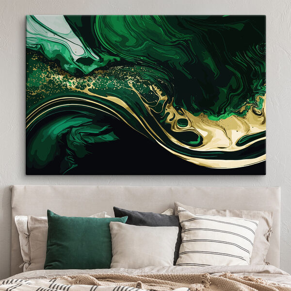 Model abstract de vârtej verde și negru Tablouri Model abstract de vârtej verde și negru