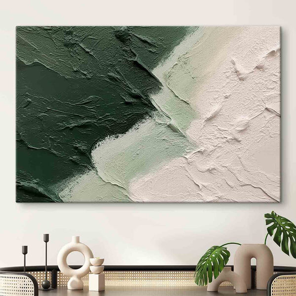 Artă abstractă texturată în alb și verde Tablouri Artă abstractă texturată în alb și verde