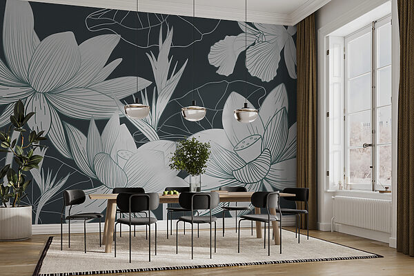 Fototapet Design floral elegant în nuanțe liniștitoare