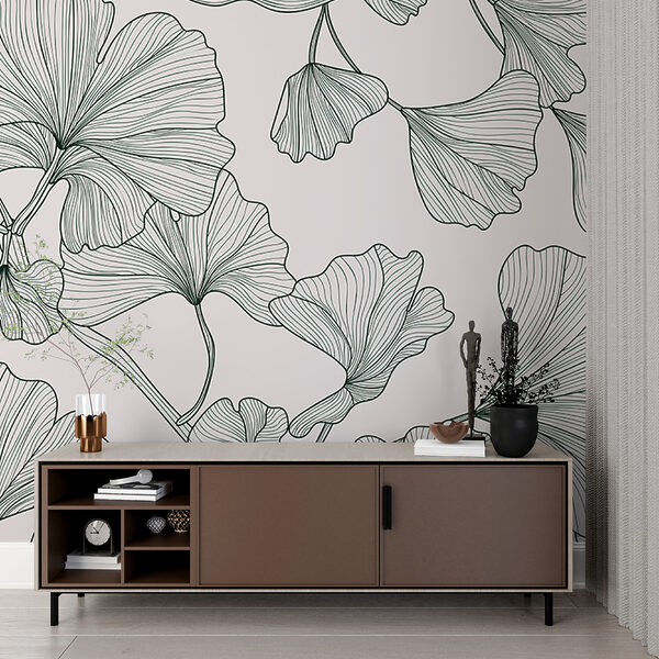 Fototapet Fototapet Design elegant cu model de frunze de ginkgo (SKU: w00328v2)