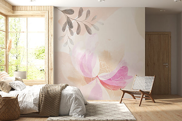 Fototapet Fototapet Acuarelă florală delicată cu frunze. (SKU: w00396)