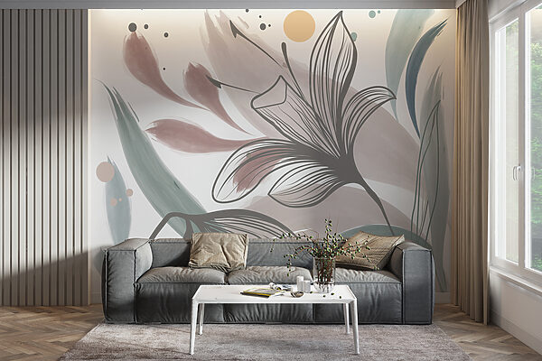 Eleganță florală abstractă în nuanțe pastelate Fototapet Eleganță florală abstractă în nuanțe pastelate