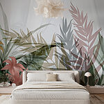 Fototapet Design floral abstract cu frunze stratificate.
