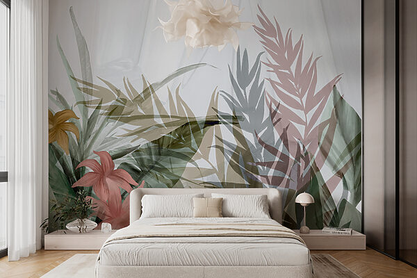 Design floral abstract cu frunze stratificate Fototapet Design floral abstract cu frunze stratificate