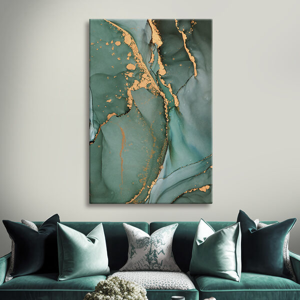 Design abstract cu vârtejuri verzi și portocalii Tablouri Design abstract cu vârtejuri verzi și portocalii