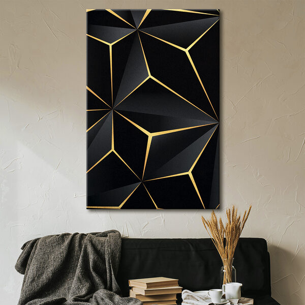 Design geometric modern negru și metalic Tablouri Design geometric modern negru și metalic
