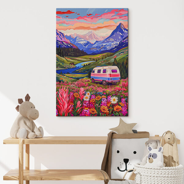 Van în călătorie peisaj montan vibrant Tablouri Van în călătorie peisaj montan vibrant