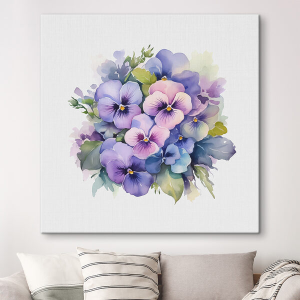 Buchet vibrante acuarelă pansy Tablouri Buchet vibrante acuarelă pansy