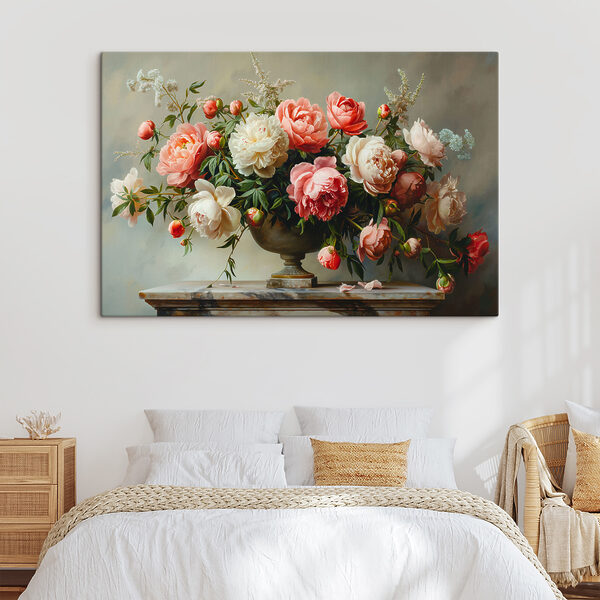 Buchet elegant într-o vază clasică Tablouri Buchet elegant într-o vază clasică