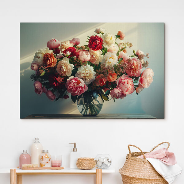 Buchet luxuriant în vază de sticlă Tablouri Buchet luxuriant în vază de sticlă