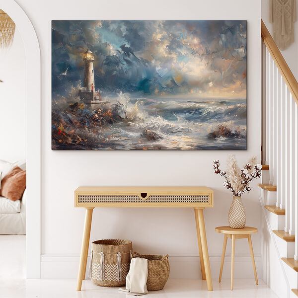 Pictura unui far în ocean Tablouri Pictura unui far în ocean