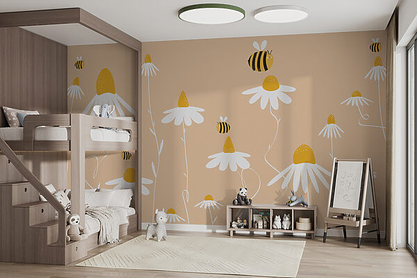 Fototapet Floare albă cu un capac galben