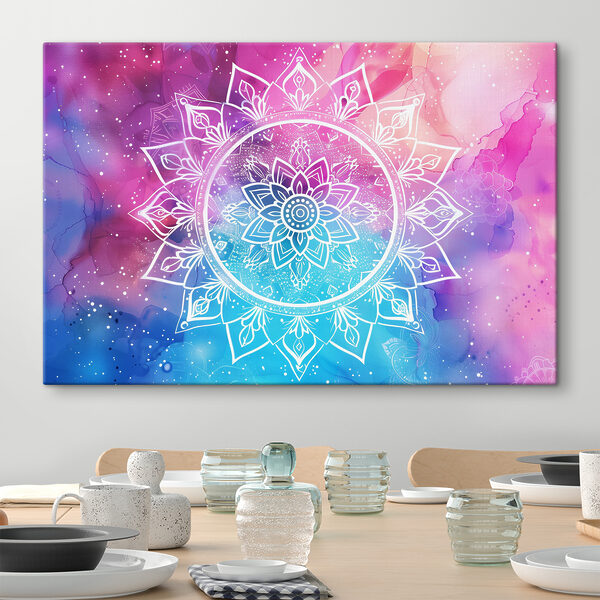 Mandala albă pe un fundal colorat Tablouri Mandala albă pe un fundal colorat