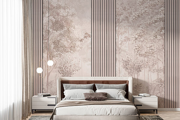 Fototapet Copac cu frunze într-o pădure cețoasă