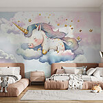 Fototapet Unicorn dormind pe nori