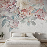 Fototapet Peonii pastelate pe fundal texturat