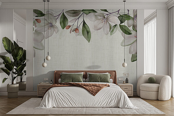 Bordei floral cu flori pastelate Fototapet Bordei floral cu flori pastelate