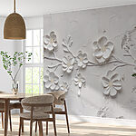 Fototapet Flori albe pe o suprafață albă