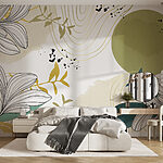 Fototapet Design floral alb și verde