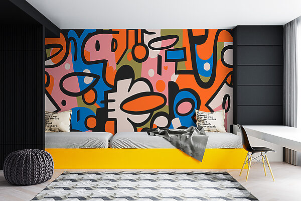 Model colorat cu linii albe și negre Fototapet Model colorat cu linii albe și negre
