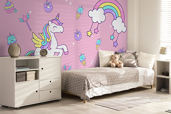 Wall murals Unicorn and ice cream and ice cream Fototapet Wall murals Unicorn and ice cream and ice cream