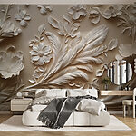 Fototapet Design floral alb pe un perete