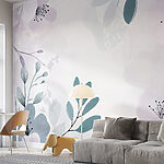 Fototapet Design floral alb și violet