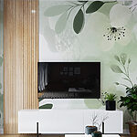 Fototapet Design floral alb și verde