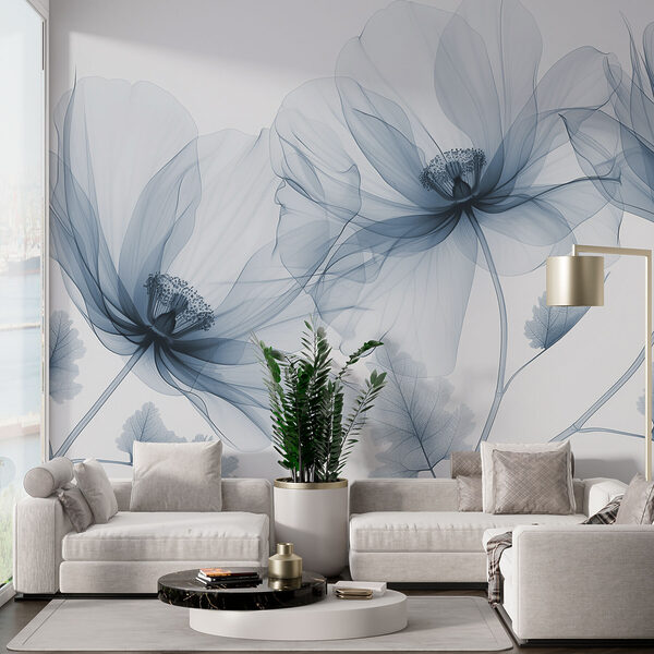 Floare eterică în eleganță monocromă Fototapet Floare eterică în eleganță monocromă