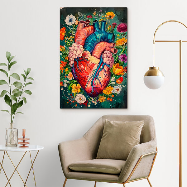 Inimă colorată cu flori Tablouri Inimă colorată cu flori