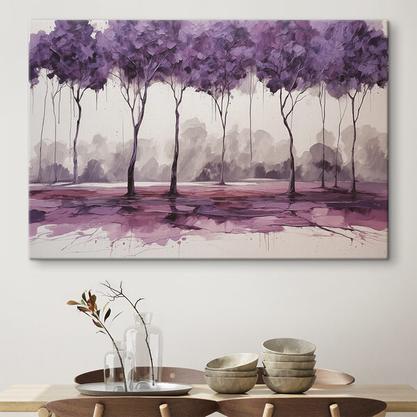 Pictura de copaci cu frunze violet Tablouri Pictura de copaci cu frunze violet