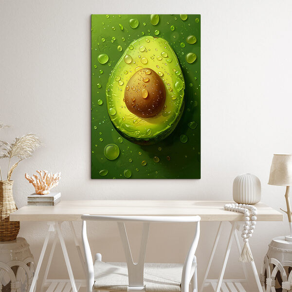 Jumătate de avocado cu picături strălucitoare Tablouri Jumătate de avocado cu picături strălucitoare