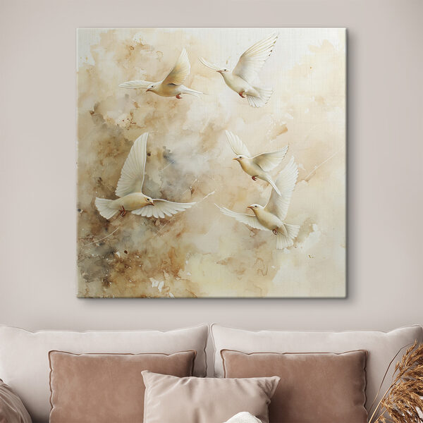 Tablouri Grup de păsări albe care zboară