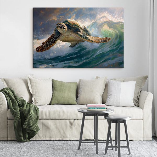 Tablouri Țestoasă de mare înotând în ocean