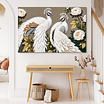 Tablouri Cuplu de păuni albi pe o ramură cu flori