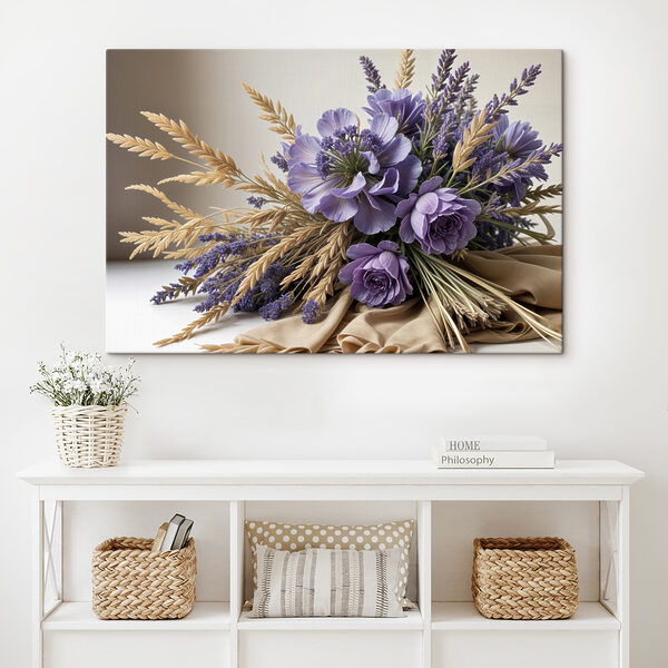 Buchet de flori mov și grâu Tablouri Buchet de flori mov și grâu