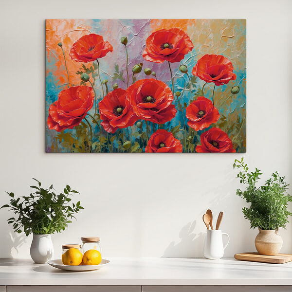 Pictura de flori roșii Tablouri Pictura de flori roșii