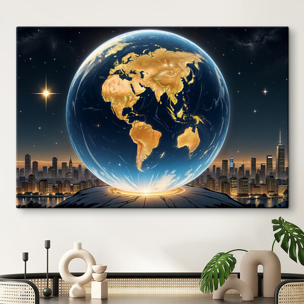 Tablouri Glob cu lumini pe el (SKU: s40178) Tablouri Tablouri Glob cu lumini pe el (SKU: s40178)