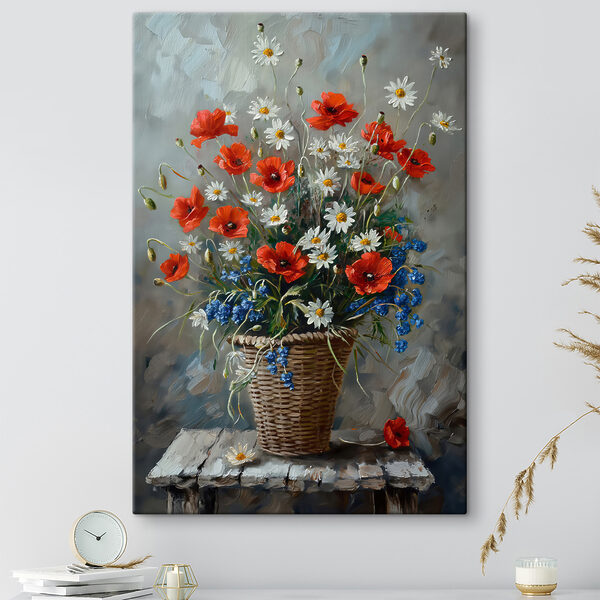 Pictura de flori într-un coș Tablouri Pictura de flori într-un coș