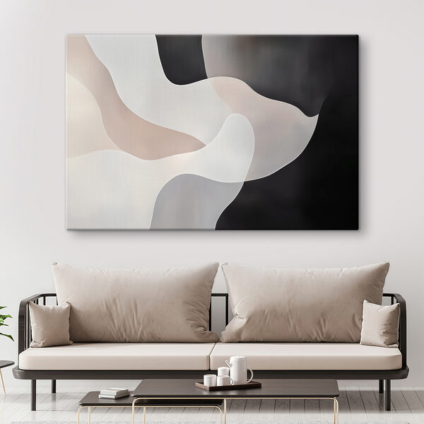 Tablouri Fundal alb-negru cu forme albe și gri