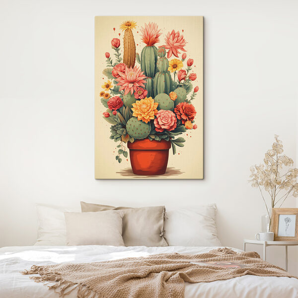 Cactus și flori într-un ghiveci Tablouri Cactus și flori într-un ghiveci