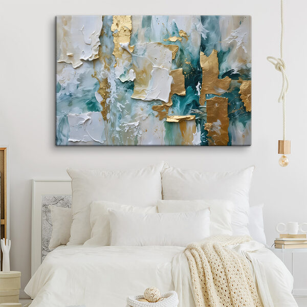 Eleganță abstractă în Cream și Teal Tablouri Eleganță abstractă în Cream și Teal