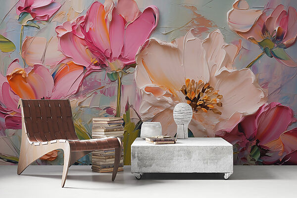 Fototapet Pictură de flori pe o pânză